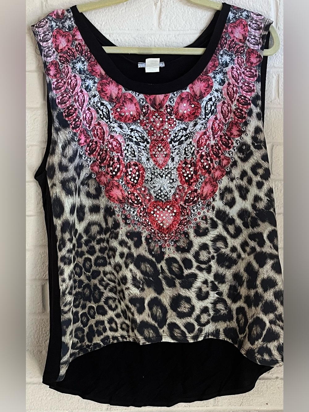 David’s Embellished Animal Print Tank Top XL
